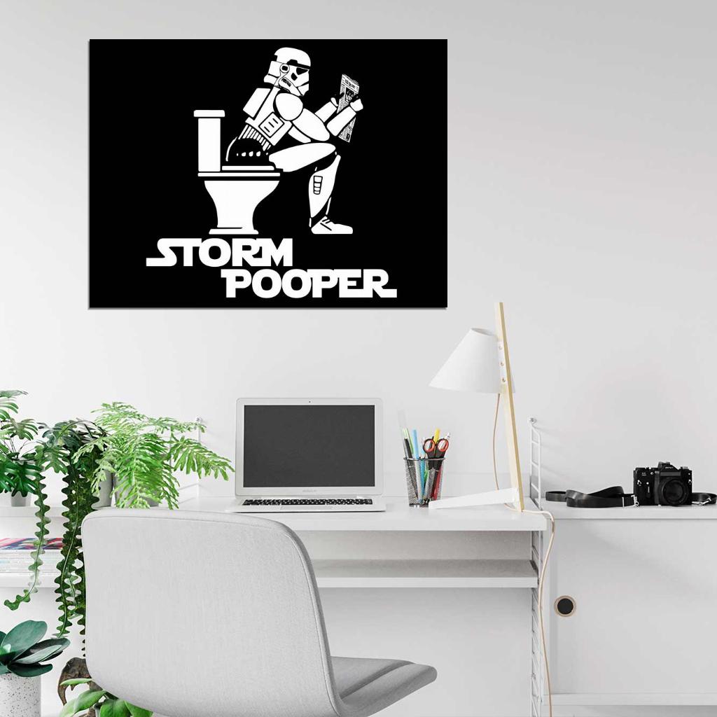 Stormtrooper Funny Cool Artwork Newspaper Toilet Star Wars Art Wall Art Print Poster