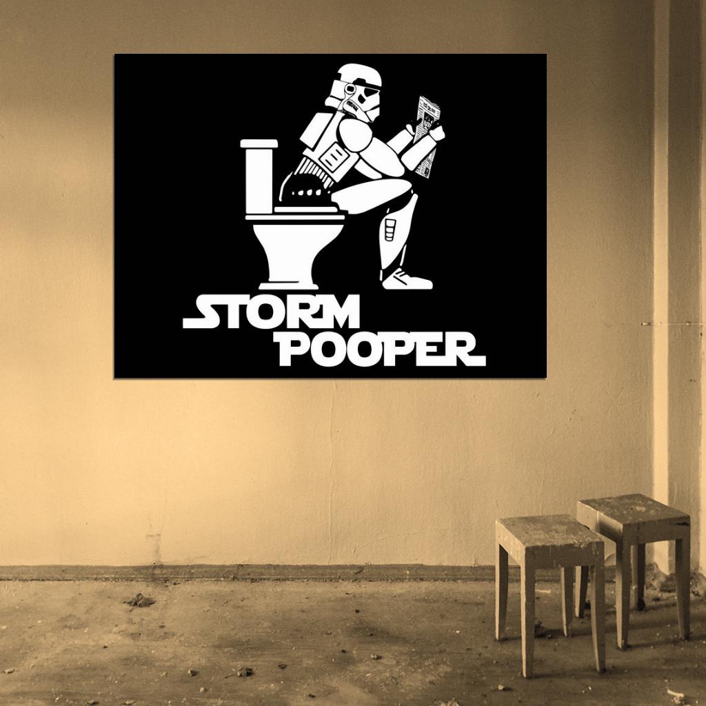 Stormtrooper Funny Cool Artwork Newspaper Toilet Star Wars Art Wall Art Print Poster
