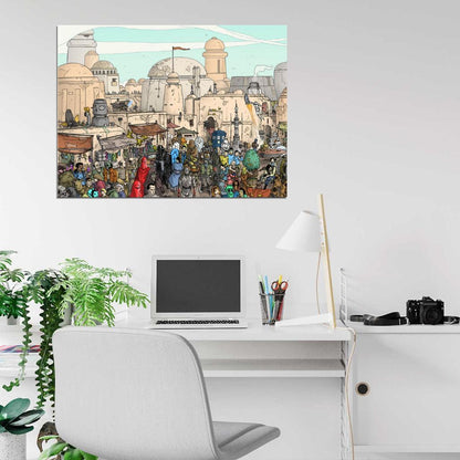 All Characters Part1 Mos Eisley Tatooine Amazing Star Wars Art Wall Art Print Poster