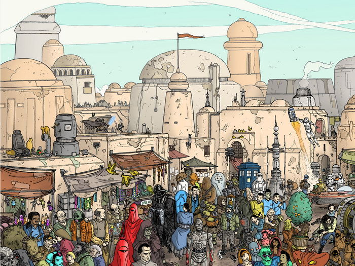 All Characters Part1 Mos Eisley Tatooine Amazing Star Wars Art Wall Art Print Poster