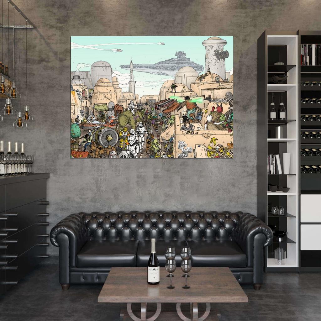 All Characters Part2 Mos Eisley Tatooine Amazing Star Wars Art Wall Art Print Poster