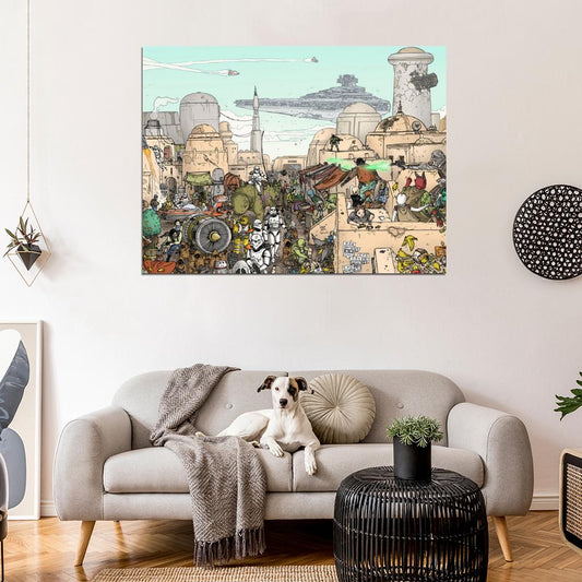 All Characters Part2 Mos Eisley Tatooine Amazing Star Wars Art Wall Art Print Poster