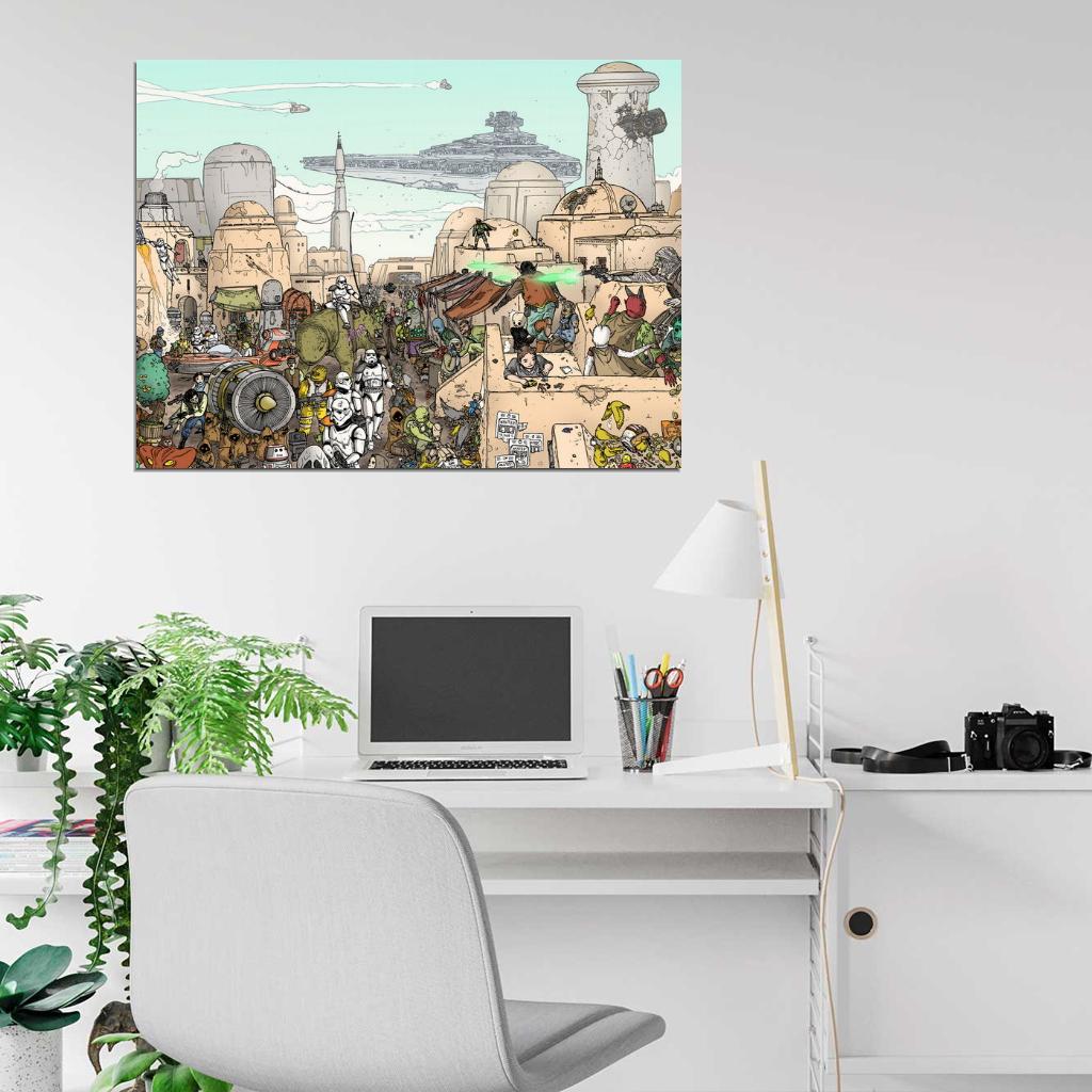 All Characters Part2 Mos Eisley Tatooine Amazing Star Wars Art Wall Art Print Poster