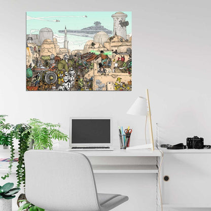 All Characters Part2 Mos Eisley Tatooine Amazing Star Wars Art Wall Art Print Poster