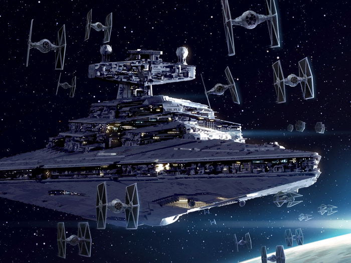 Imperial Navy Starfleet II-class Star Destroyer TIE Fighters Star Wars Art Wall Art Print Poster