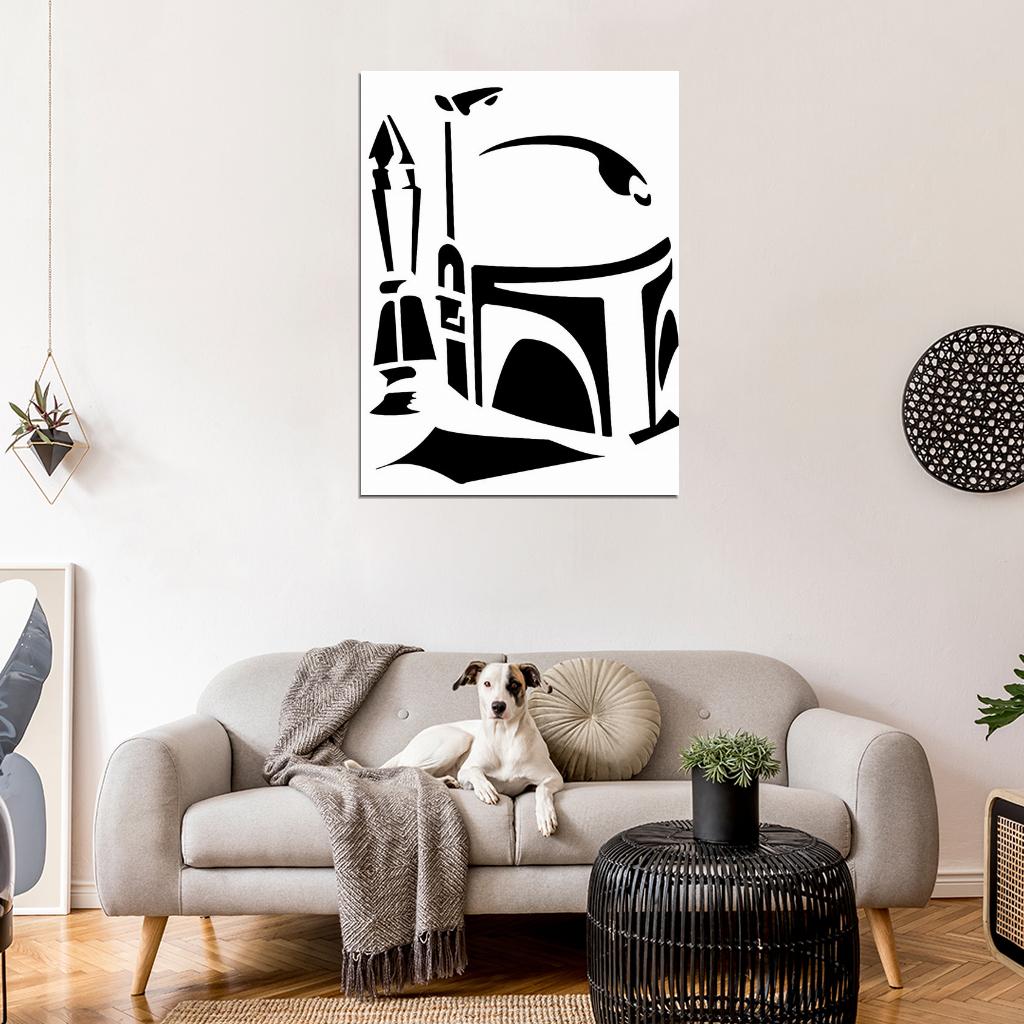 Jango Fett Stencil Artwork Black White Star Wars Art Wall Art Print Poster