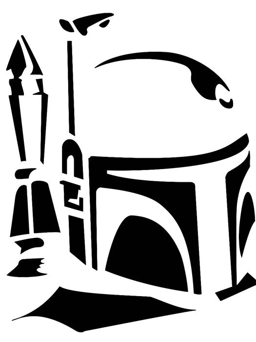 Jango Fett Stencil Artwork Black White Star Wars Art Wall Art Print Poster