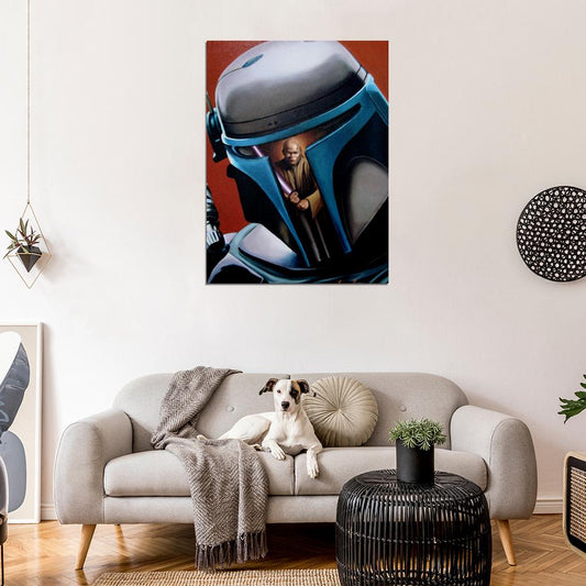 Jango Fett Helmet Painting Drawing Artwork Mace Windu Star Wars Art Wall Art Print Poster