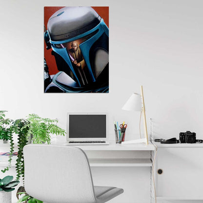 Jango Fett Helmet Painting Drawing Artwork Mace Windu Star Wars Art Wall Art Print Poster