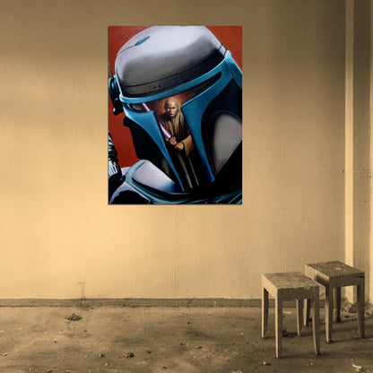 Jango Fett Helmet Painting Drawing Artwork Mace Windu Star Wars Art Wall Art Print Poster