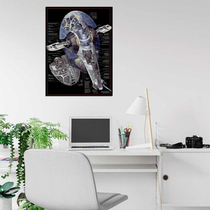 Jango Fett Slave I Ship Bounty Hunter Cutaway Star Wars Art Wall Art Print Poster