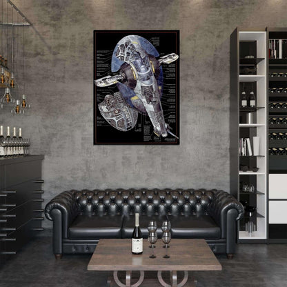 Jango Fett Slave I Ship Bounty Hunter Cutaway Star Wars Art Wall Art Print Poster