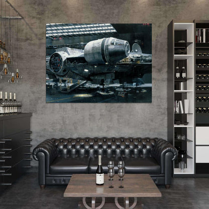 Millennium Falcon Hangar Ship Star Wars Art Wall Art Print Poster