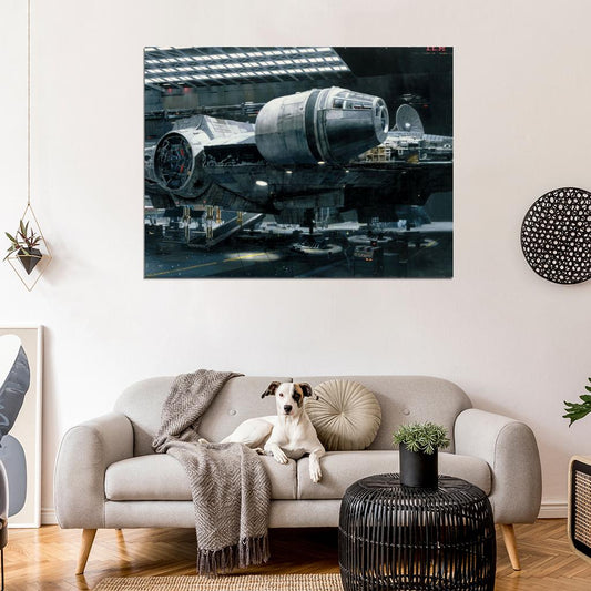 Millennium Falcon Hangar Ship Star Wars Art Wall Art Print Poster