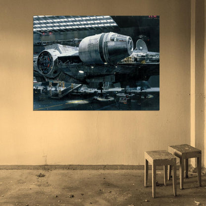 Millennium Falcon Hangar Ship Star Wars Art Wall Art Print Poster