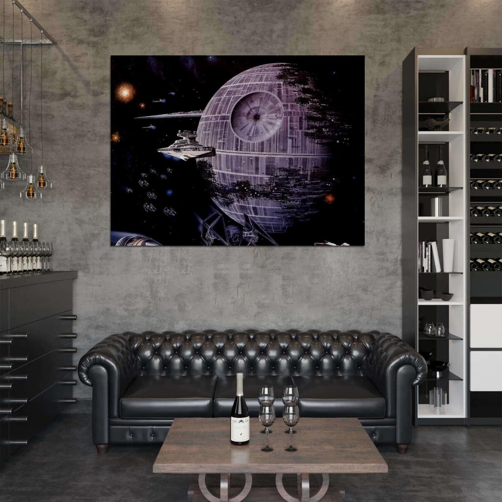 Imperial Death Star Destroyer TIE/IN Interceptor Space Battle Star Wars Art Wall Art Print Poster