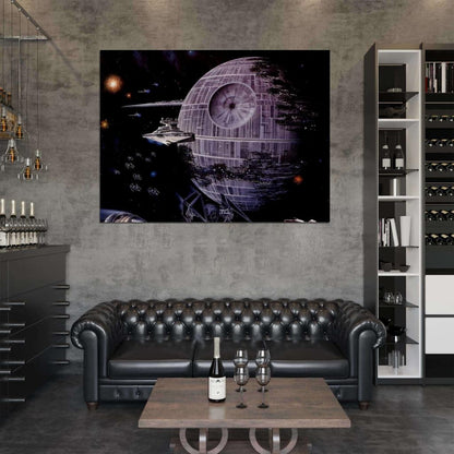 Imperial Death Star Destroyer TIE/IN Interceptor Space Battle Star Wars Art Wall Art Print Poster