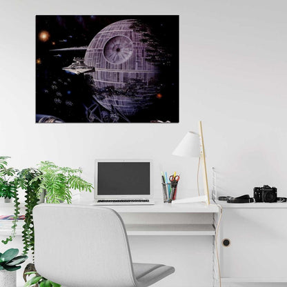 Imperial Death Star Destroyer TIE/IN Interceptor Space Battle Star Wars Art Wall Art Print Poster