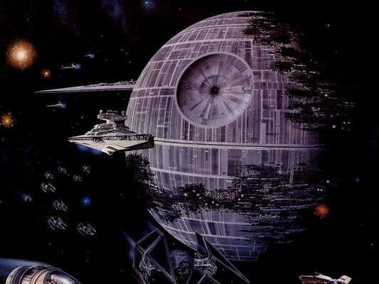 Imperial Death Star Destroyer TIE/IN Interceptor Space Battle Star Wars Art Wall Art Print Poster