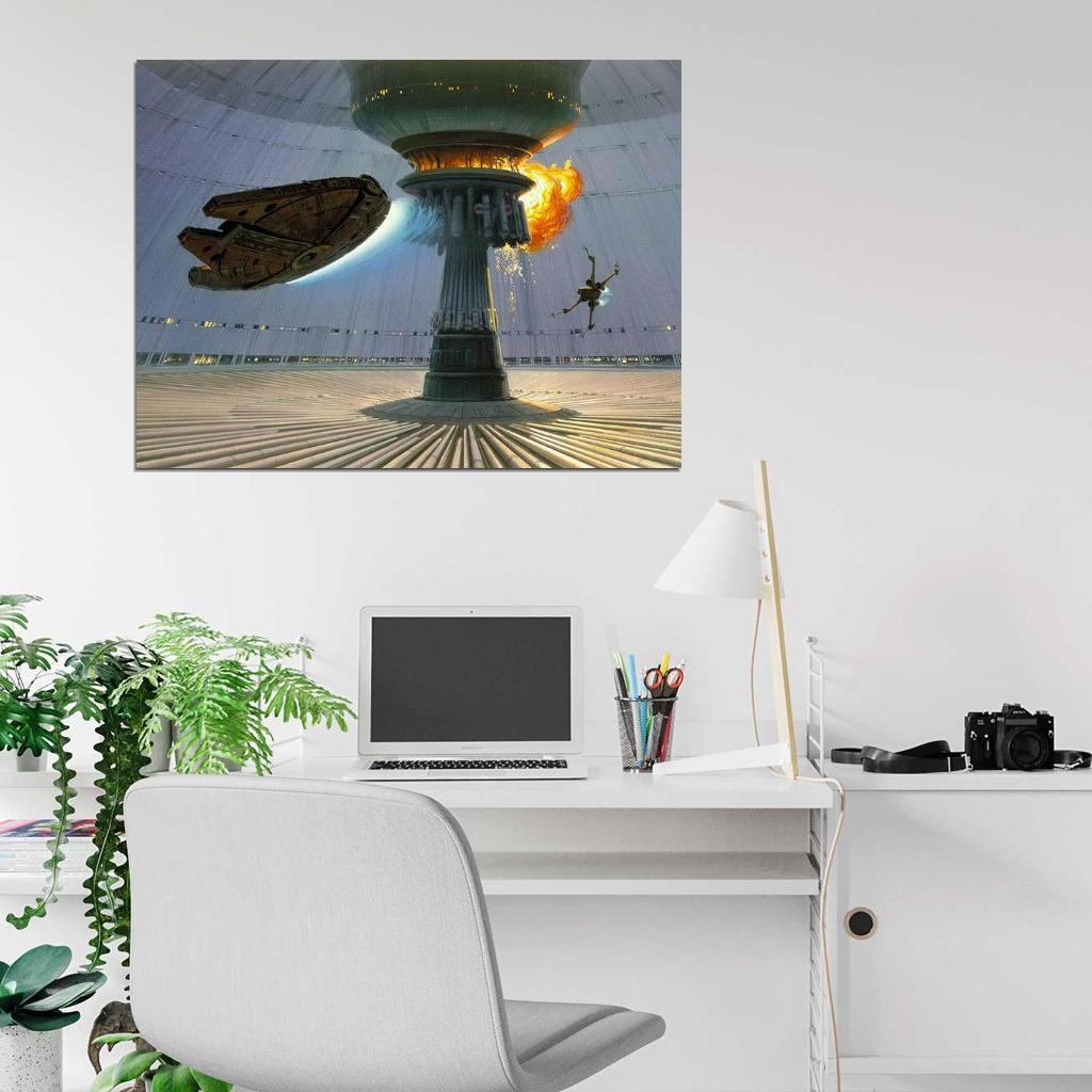 Millennium Falcon X-wing Starfighter Battle Star Wars Art Wall Art Print Poster