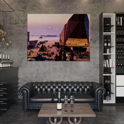 Sandcrawler Jawas Tatooine Desert Painting Star Wars Art Wall Art Print Poster