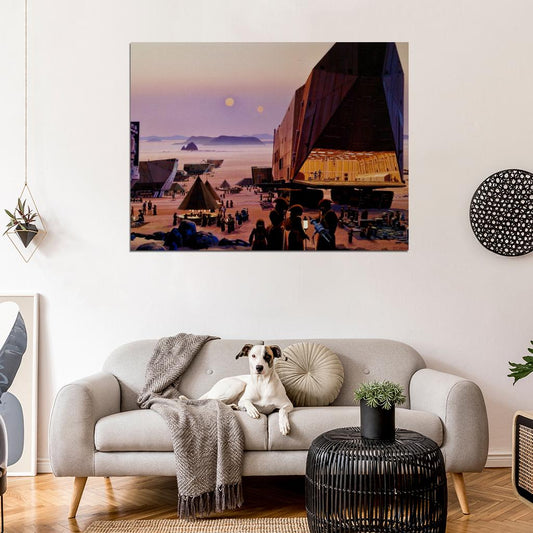 Sandcrawler Jawas Tatooine Desert Painting Star Wars Art Wall Art Print Poster