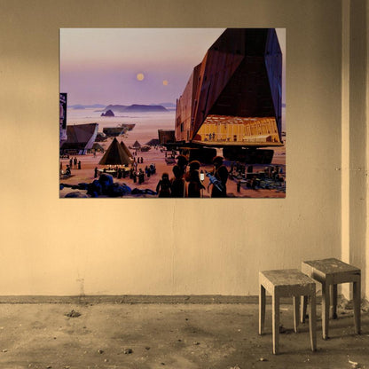 Sandcrawler Jawas Tatooine Desert Painting Star Wars Art Wall Art Print Poster