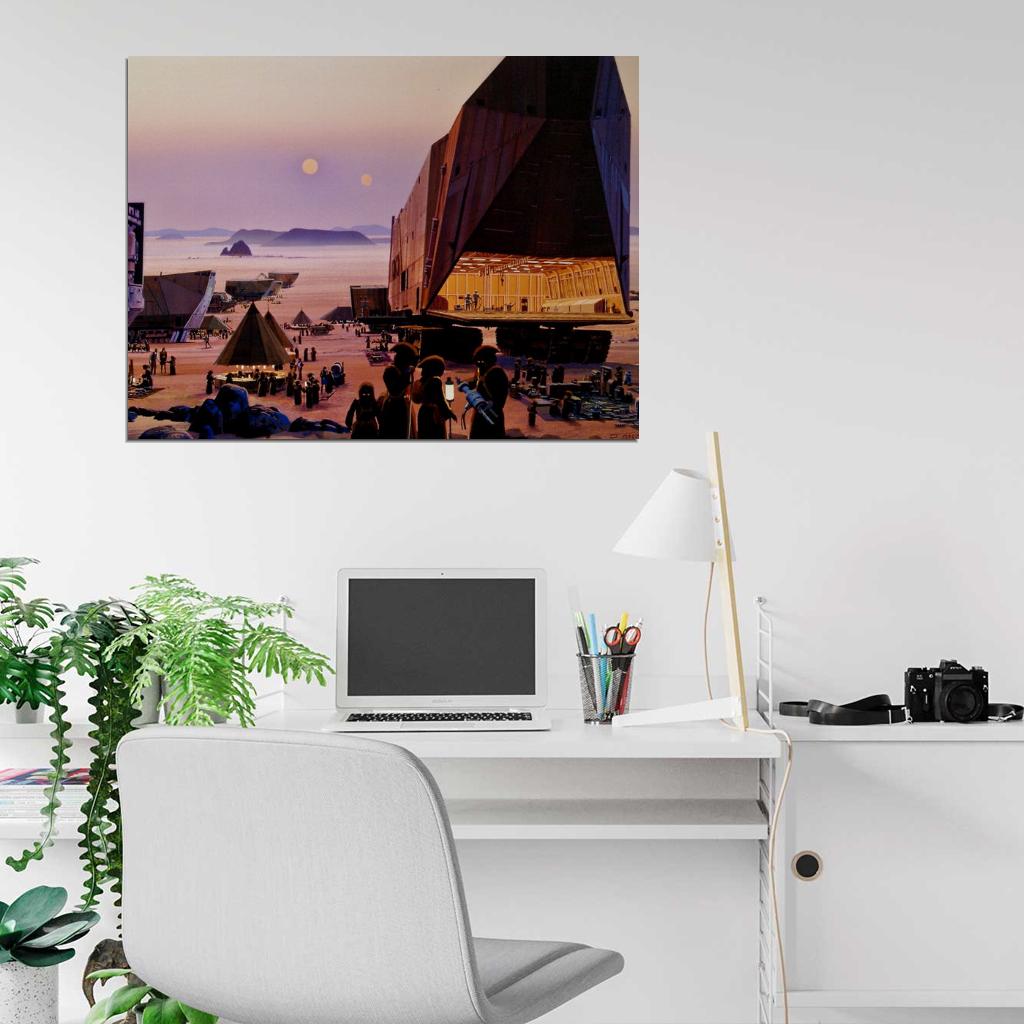 Sandcrawler Jawas Tatooine Desert Painting Star Wars Art Wall Art Print Poster