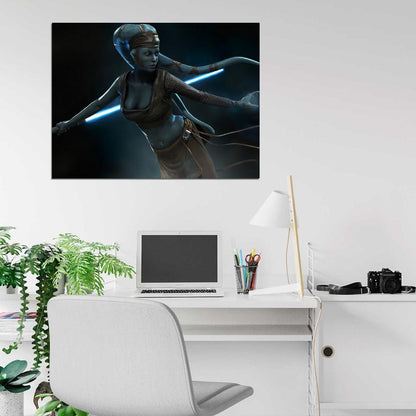 Aayla Secura Jedi Master Lightsaber Star Wars Art Wall Art Print Poster
