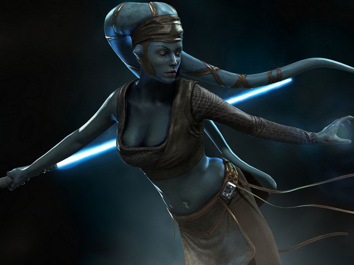 Aayla Secura Jedi Master Lightsaber Star Wars Art Wall Art Print Poster