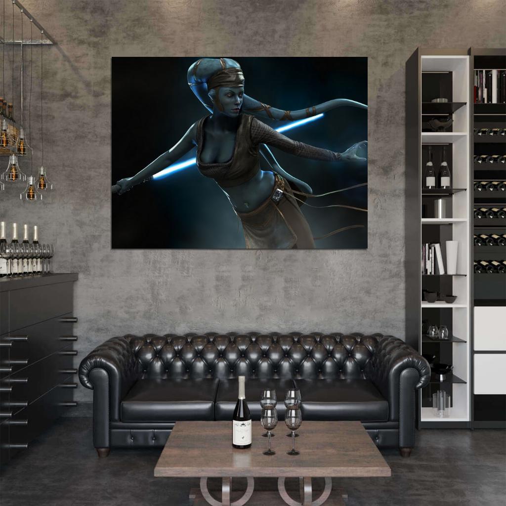 Aayla Secura Jedi Master Lightsaber Star Wars Art Wall Art Print Poster