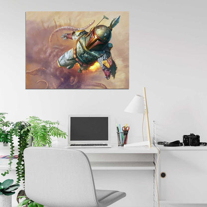 Boba Fett Jetpack Flight Sarlacc Amazing Painting Artwork Star Wars Art Wall Art Print Poster