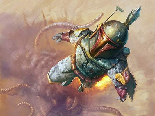 Boba Fett Jetpack Flight Sarlacc Amazing Painting Artwork Star Wars Art Wall Art Print Poster