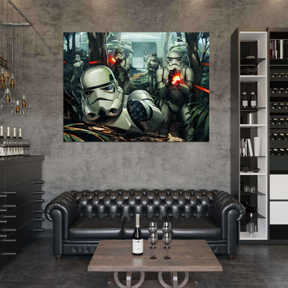 Stormtroopers Yavin 4 Battle Fight Blaster Rifle Star Wars Art Wall Art Print Poster