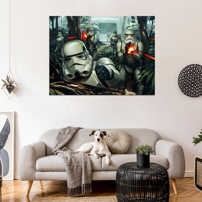 Stormtroopers Yavin 4 Battle Fight Blaster Rifle Star Wars Art Wall Art Print Poster