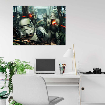 Stormtroopers Yavin 4 Battle Fight Blaster Rifle Star Wars Art Wall Art Print Poster