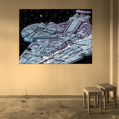 Millennium Falcon Imperial Star Destroyer Cool Star Wars Art Wall Art Print Poster