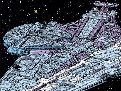 Millennium Falcon Imperial Star Destroyer Cool Star Wars Art Wall Art Print Poster