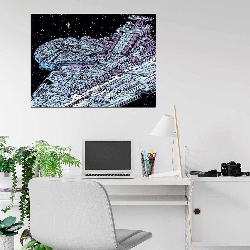 Millennium Falcon Imperial Star Destroyer Cool Star Wars Art Wall Art Print Poster