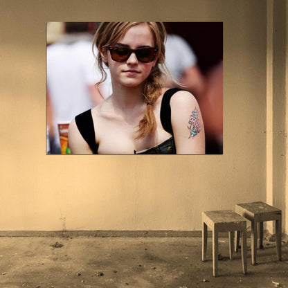 Emma Watson Cute Tattoo Hot Actress Wall Art Print Poster