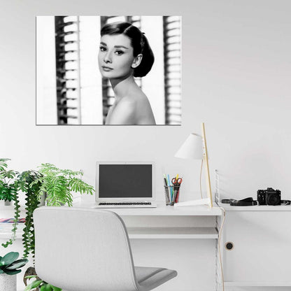 Audrey Hepburn Retro Classic Actress BW Wall Art Print Poster