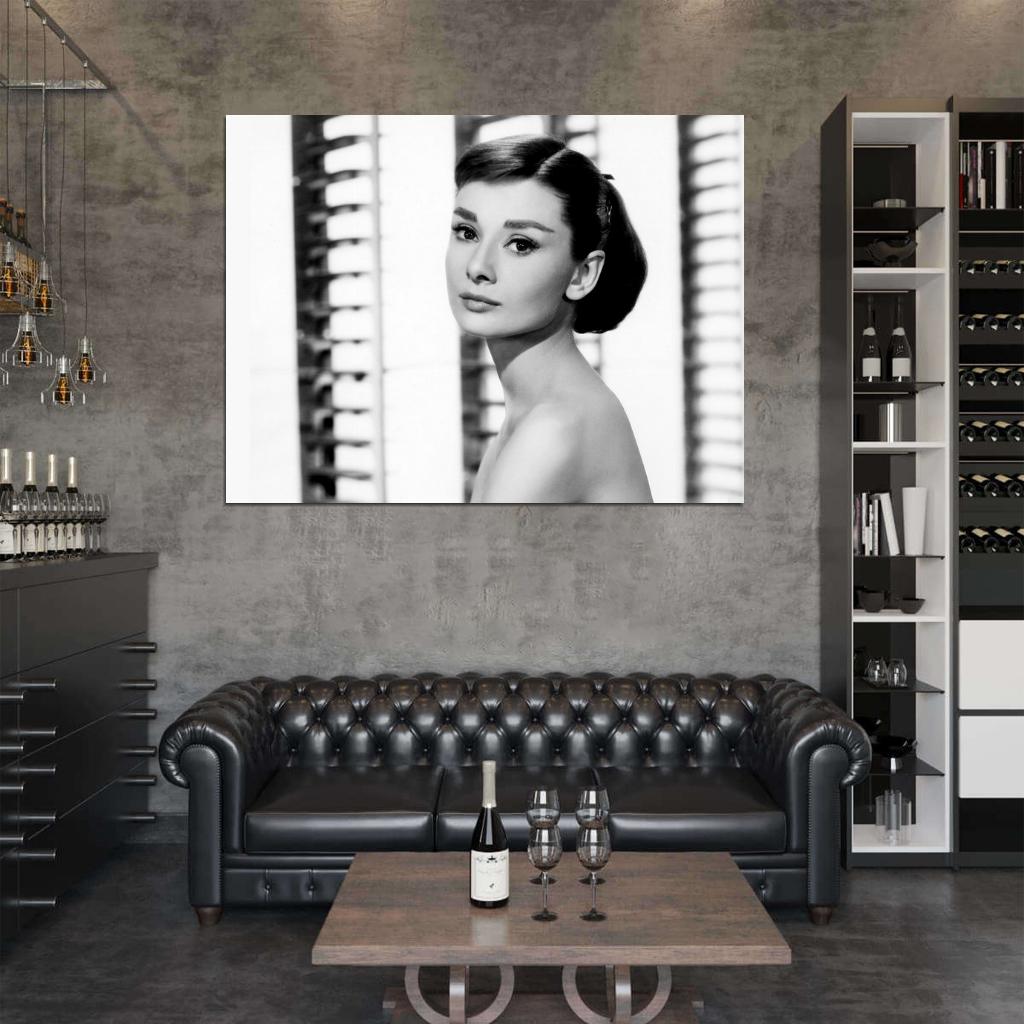 Audrey Hepburn Retro Classic Actress BW Wall Art Print Poster