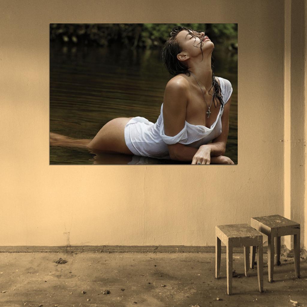 Irina Shayk Sexy Wet Hot Water Model Wall Art Print Poster