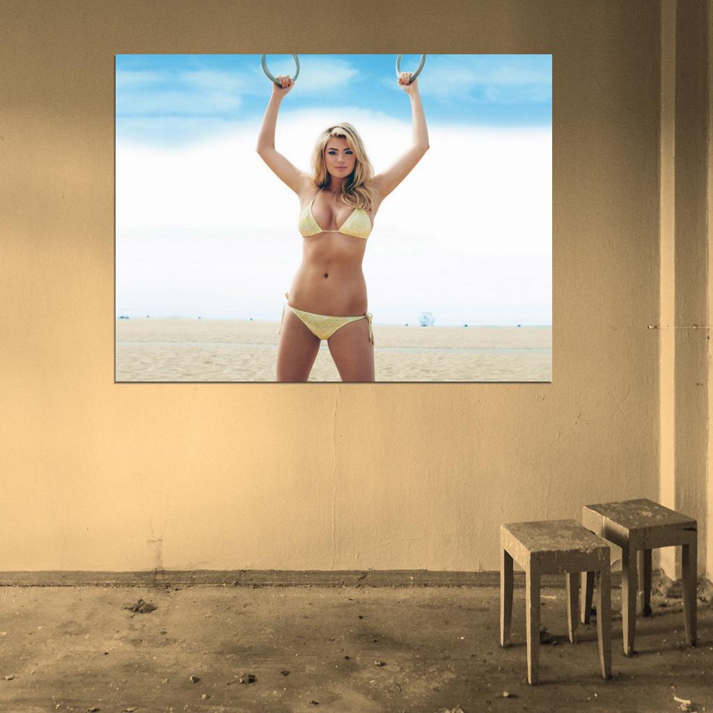 Kate Upton Sexy Bikini Hot Body Beach Sky Model Wall Art Print Poster