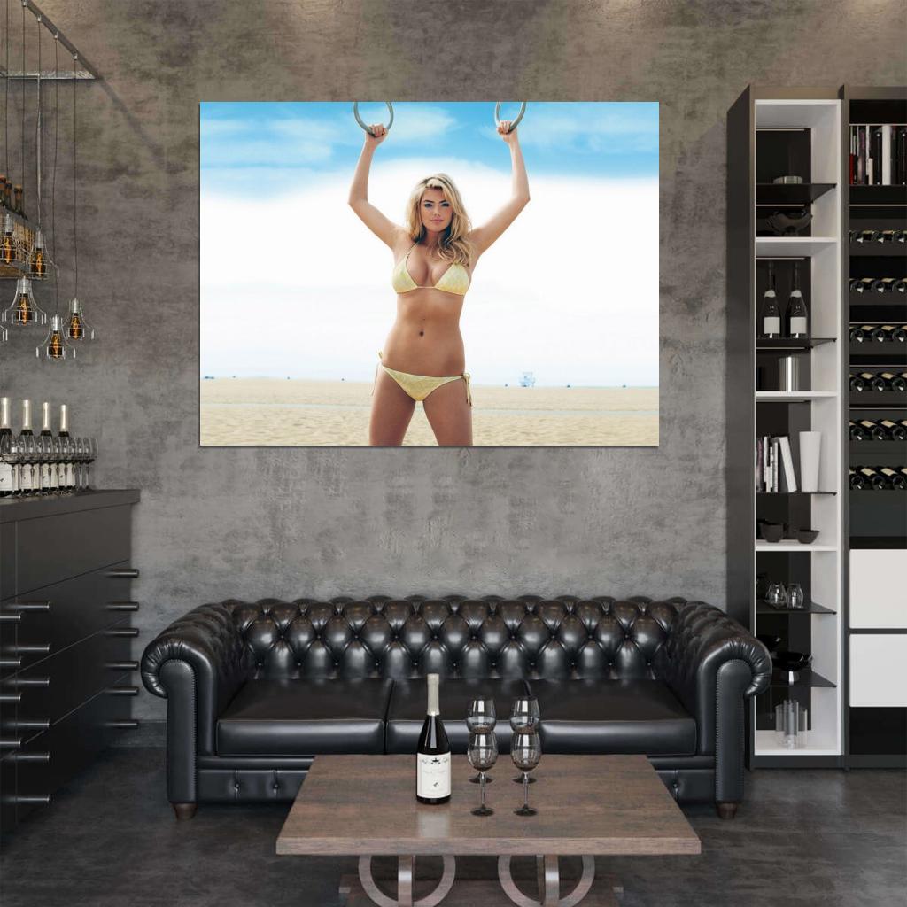Kate Upton Sexy Bikini Hot Body Beach Sky Model Wall Art Print Poster