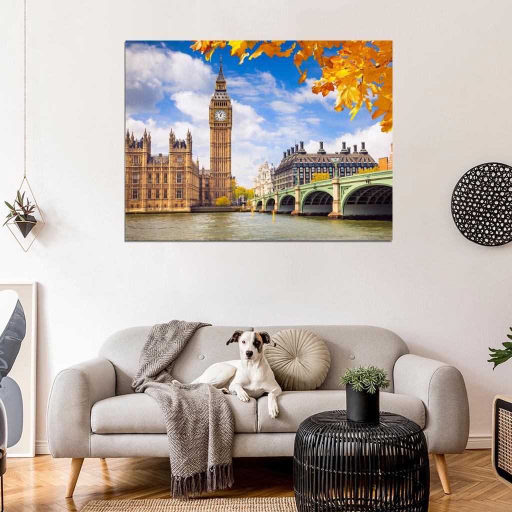 London England Westminster Palace Big Ben Great Britain Thames Wall Art Print Poster