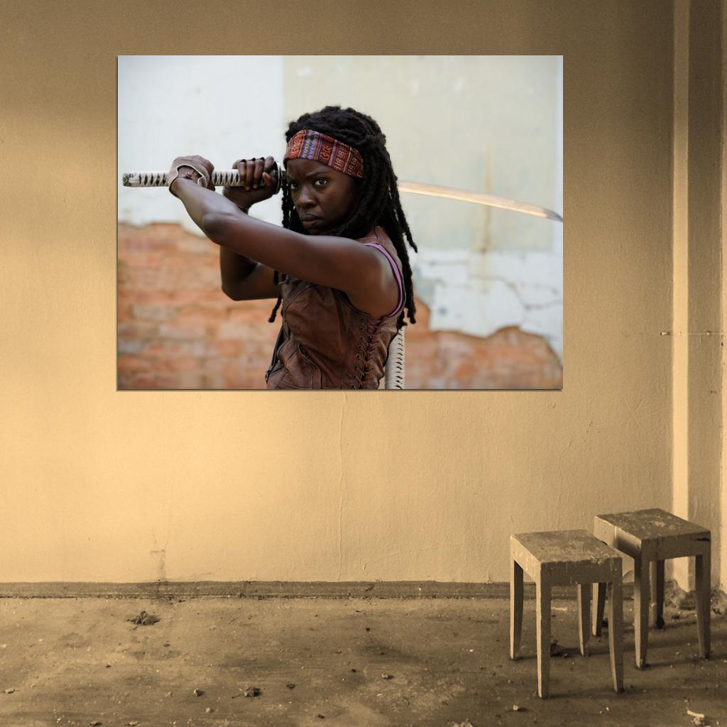 The Walking Dead Michonne Danai Gurira Katana TV Show Series Wall Art Print Poster