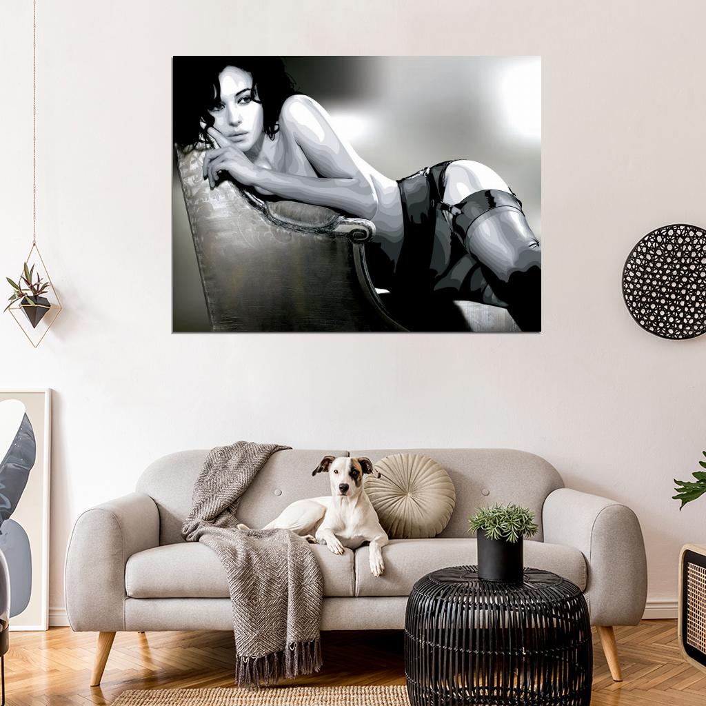 Monica Bellucci Hot Sexy Actress Art BW Wall Art Print Poster