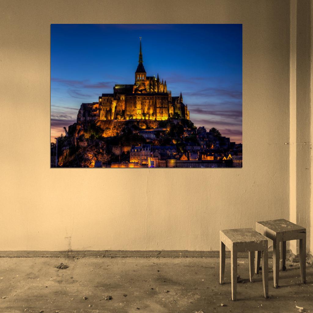 Mont Saint Michel Le Mont St.Michel Basse Normandie France Castle Wall Art Print Poster