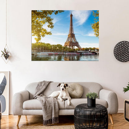 Paris France Eiffel Tower Seine Wall Art Print Poster